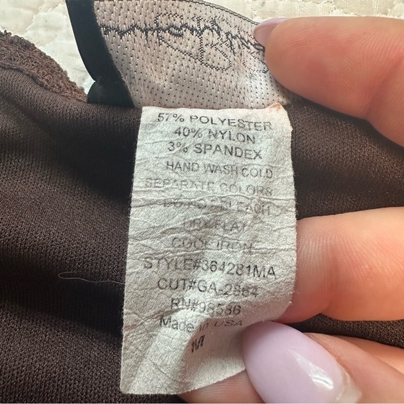 Brittany Black Y2K Lace Baby Tee. Size Medium. Chocolate brown. - Picture 4 of 5